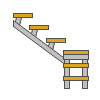 Beräkning av storleken på metall trappor med sväng på 90 grader.