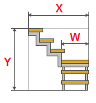 Υπολογισμός μιας μεταλλικής σκάλας με στροφή 90 μοιρών και μια χορδή ζιγκ-ζαγκ